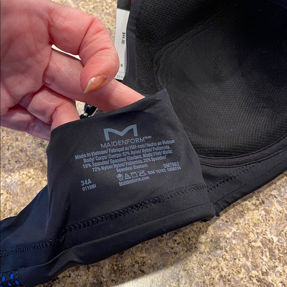 Maidenform Sport Sports Bra Convertible Low Impact 34A Black Blue - Picture 10 of 16